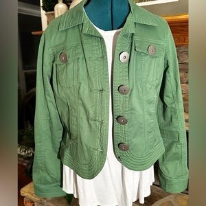 Live A Little Bright medium green Jean jacket, size M